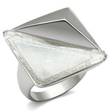 VL009 - Rhodium Brass Ring with Synthetic Synthetic Stone in Aurora Borealis (Rainbow Effect) - Alamode - Flyclothing LLC