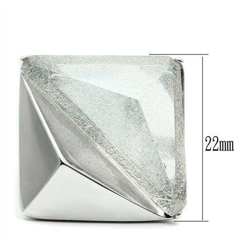 VL009 - Rhodium Brass Ring with Synthetic Synthetic Stone in Aurora Borealis (Rainbow Effect) - Alamode - Flyclothing LLC