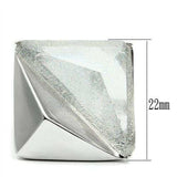 VL009 - Rhodium Brass Ring with Synthetic Synthetic Stone in Aurora Borealis (Rainbow Effect) - Alamode - Flyclothing LLC