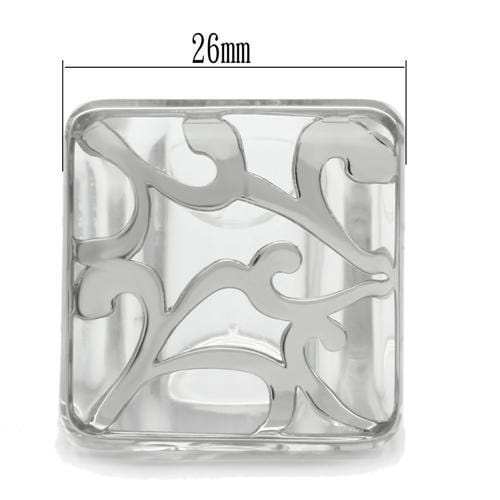 VL012 - Rhodium Brass Ring with Synthetic Synthetic Stone in Clear - Alamode - Flyclothing LLC