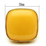 VL014 - IP Gold(Ion Plating) Brass Ring with Synthetic Synthetic Stone in Topaz - Alamode - Flyclothing LLC