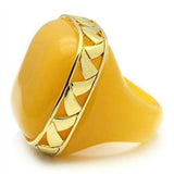 VL014 - IP Gold(Ion Plating) Brass Ring with Synthetic Synthetic Stone in Topaz - Alamode - Flyclothing LLC
