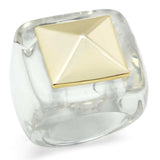 VL015 - Gold Brass Ring with Synthetic Synthetic Stone in Clear - Alamode - Flyclothing LLC
