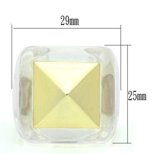 VL015 - Gold Brass Ring with Synthetic Synthetic Stone in Clear - Alamode - Flyclothing LLC