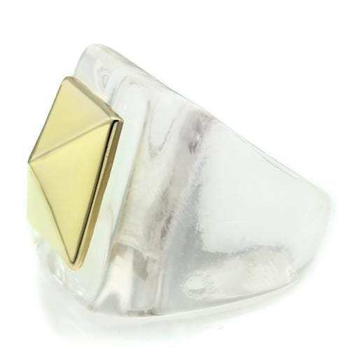 VL015 - Gold Brass Ring with Synthetic Synthetic Stone in Clear - Alamode - Flyclothing LLC