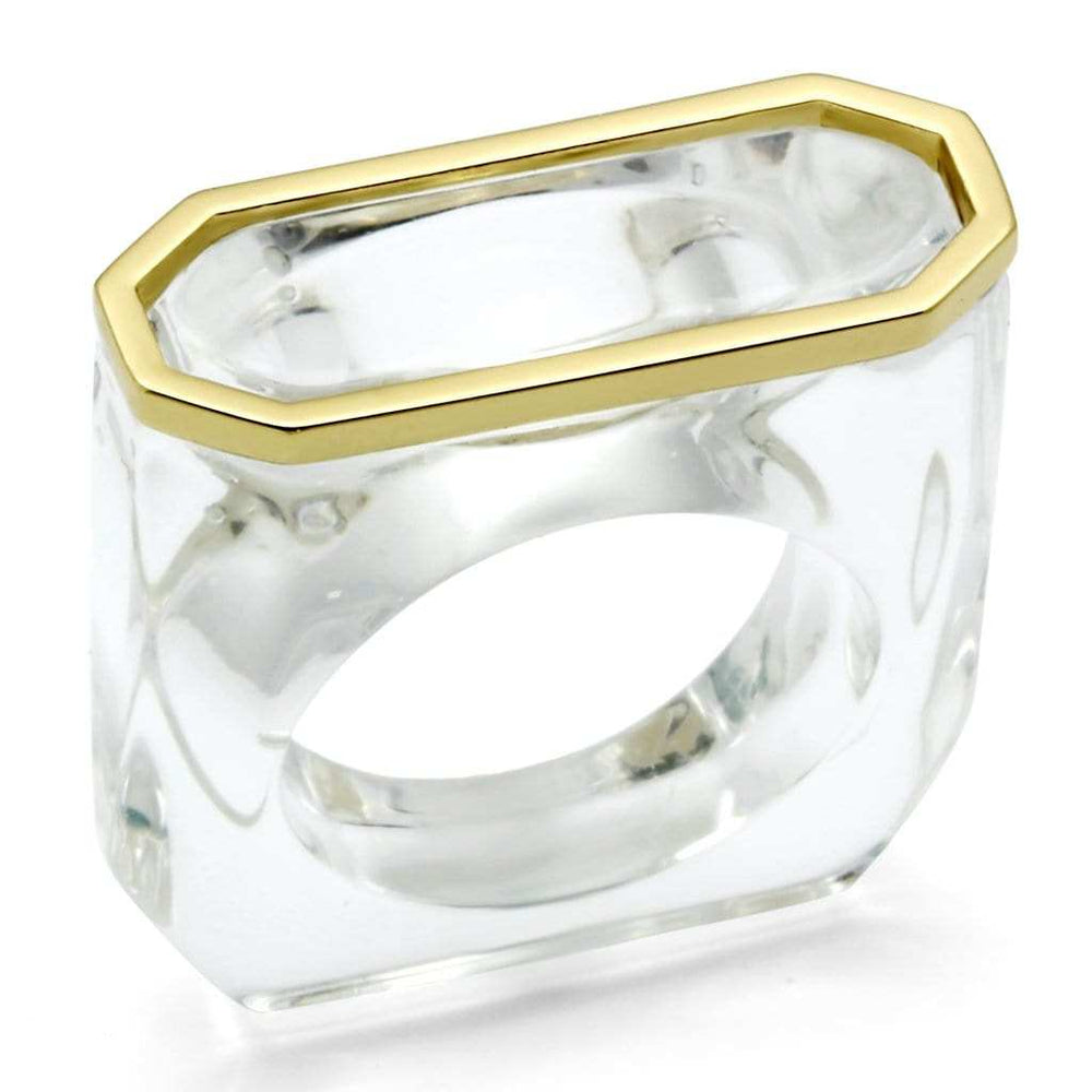 VL016 - Gold Brass Ring with Synthetic Synthetic Stone in Clear - Alamode - Flyclothing LLC