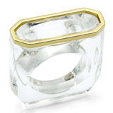VL016 - Gold Brass Ring with Synthetic Synthetic Stone in Clear - Alamode - Flyclothing LLC