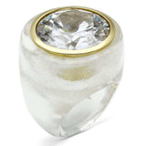 VL018 - Gold Brass Ring with AAA Grade CZ in Clear - Alamode - Flyclothing LLC