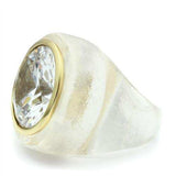 VL018 - Gold Brass Ring with AAA Grade CZ in Clear - Alamode - Flyclothing LLC