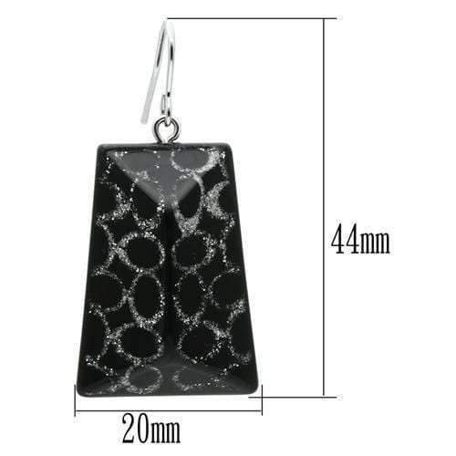 VL020 - IP rhodium (PVD) Brass Earrings with Synthetic Synthetic Stone in Jet - Alamode - Flyclothing LLC