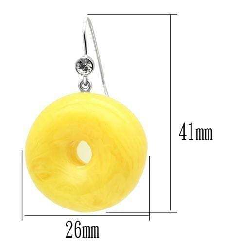 VL021 - IP rhodium (PVD) Brass Earrings with Synthetic Synthetic Stone in Topaz - Alamode - Flyclothing LLC