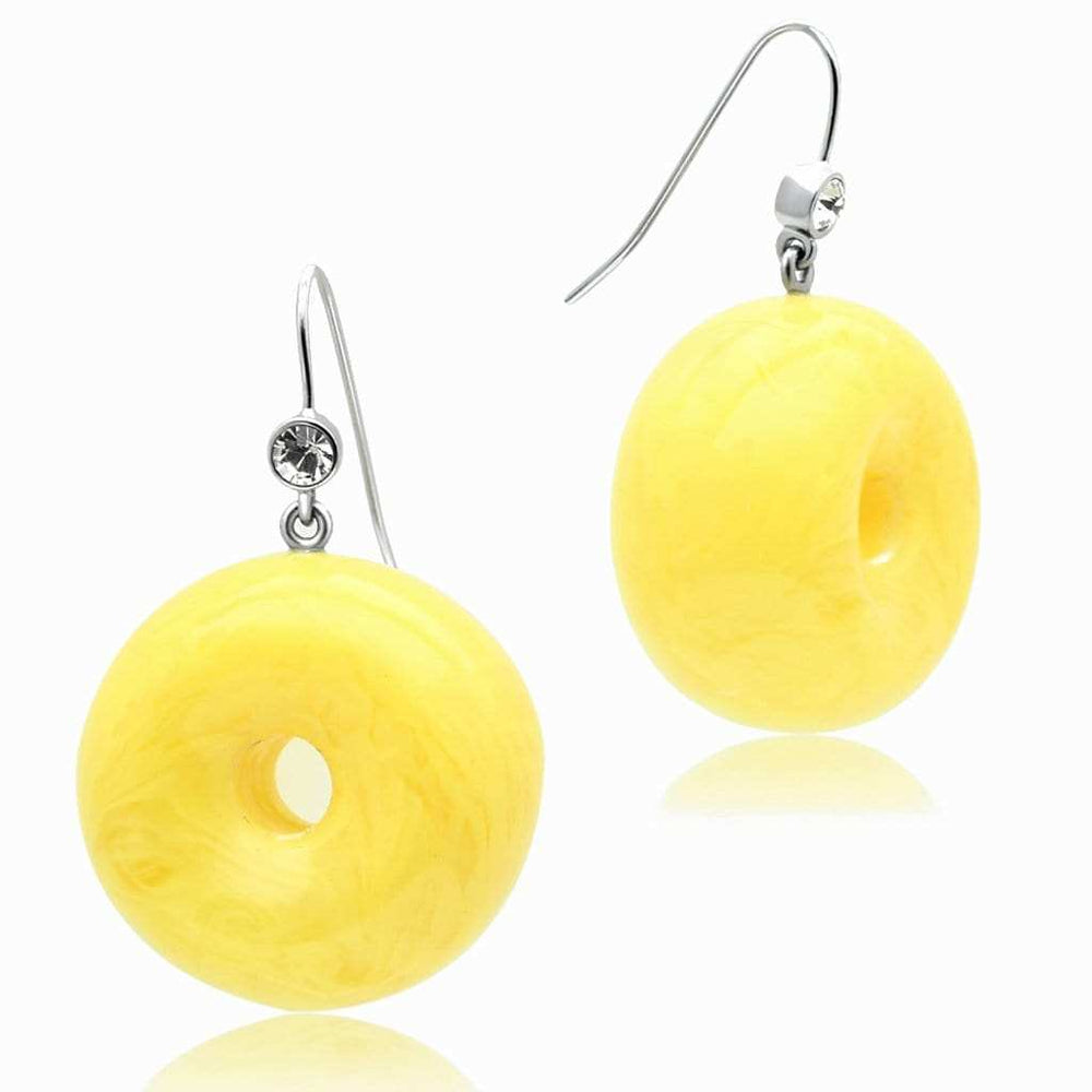 VL021 - IP rhodium (PVD) Brass Earrings with Synthetic Synthetic Stone in Topaz - Alamode - Flyclothing LLC