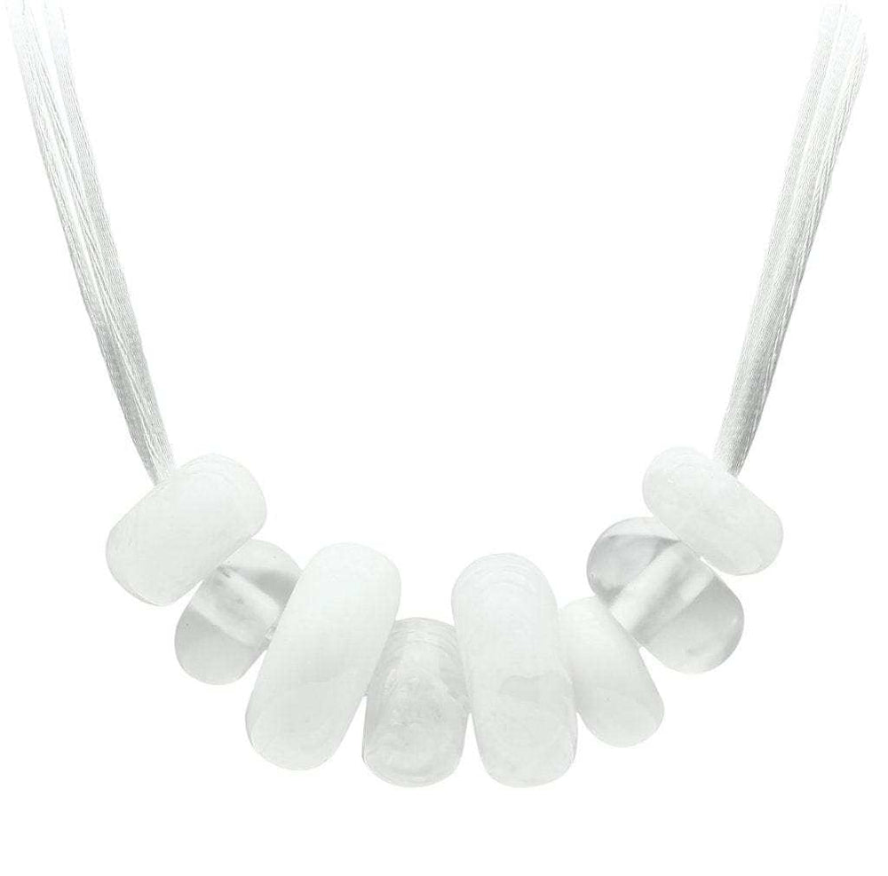 VL024 - Resin Necklace with Synthetic Synthetic Stone in White - Alamode - Flyclothing LLC