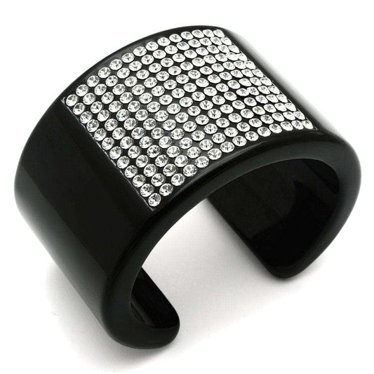 VL025 - Resin Bangle with Top Grade Crystal in Clear - Alamode - Flyclothing LLC