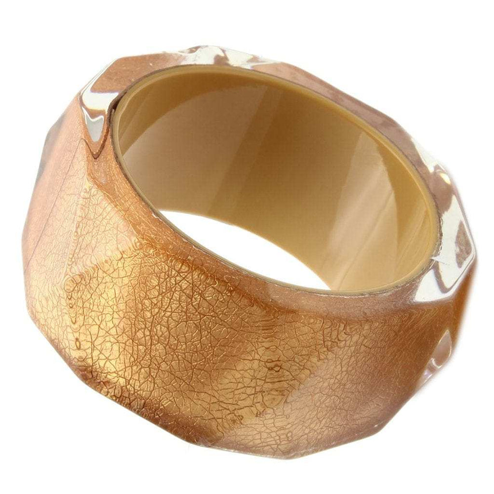 VL027 - Resin Bangle with Synthetic Synthetic Stone in Brown - Alamode - Flyclothing LLC