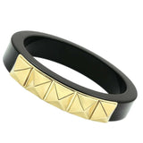 VL030 - IP Gold(Ion Plating) Brass Bangle with Synthetic Synthetic Stone in Jet - Alamode - Flyclothing LLC