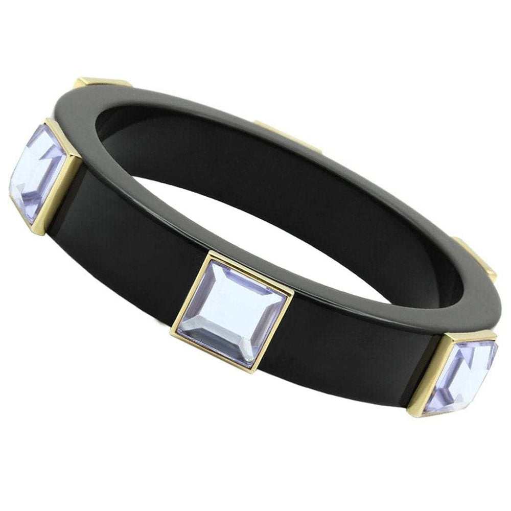 VL031 - IP Gold(Ion Plating) Brass Bangle with Synthetic Acrylic in Light Amethyst - Alamode - Flyclothing LLC