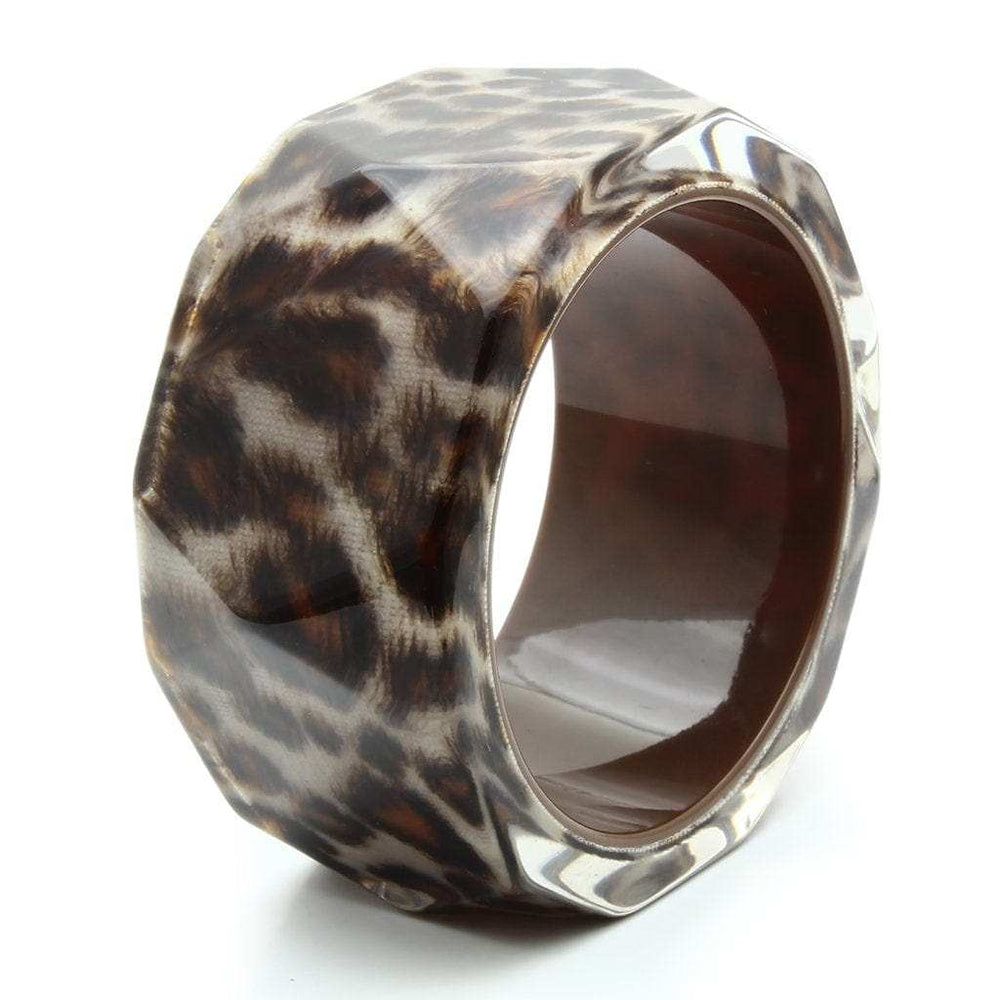 VL035 - Resin Bangle with Synthetic Synthetic Stone in Animal pattern - Alamode - Flyclothing LLC