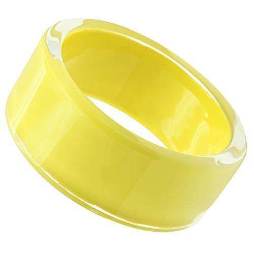 VL042 - Resin Bangle with Synthetic Synthetic Stone in Citrine Yellow - Alamode - Flyclothing LLC