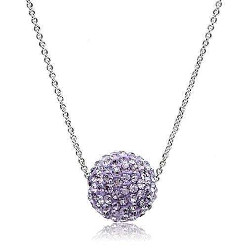 VL056 - Rhodium Brass Chain Pendant with Top Grade Crystal in Light Amethyst - Alamode - Flyclothing LLC