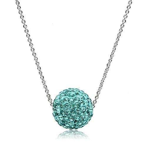VL059 - Rhodium Brass Chain Pendant with Top Grade Crystal in Sea Blue - Alamode - Flyclothing LLC