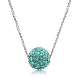 VL059 - Rhodium Brass Chain Pendant with Top Grade Crystal in Sea Blue - Alamode - Flyclothing LLC