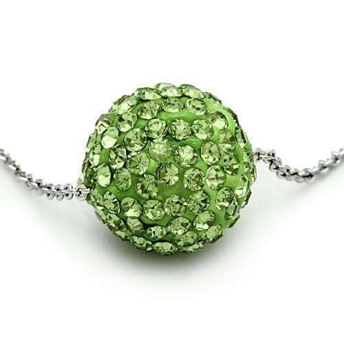 VL060 - Rhodium Brass Chain Pendant with Top Grade Crystal in Emerald - Alamode - Flyclothing LLC