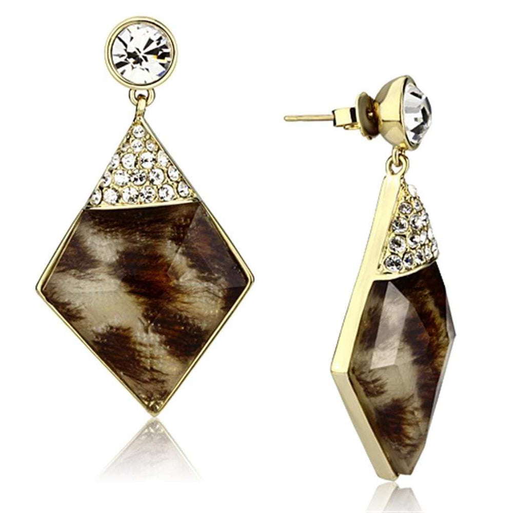 VL063 - IP Gold(Ion Plating) Brass Earrings with Synthetic Synthetic Stone in Animal pattern - Alamode - Flyclothing LLC