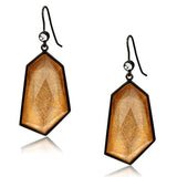 VL070 - IP Black(Ion Plating) Brass Earrings with Synthetic Synthetic Stone in Orange - Alamode - Flyclothing LLC