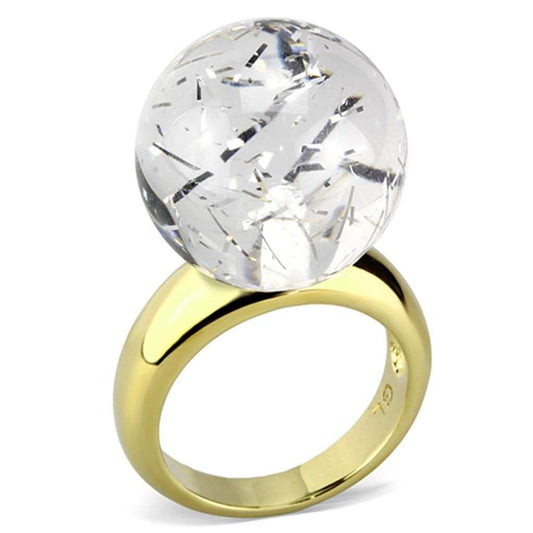 VL084 - IP Gold(Ion Plating) Brass Ring with Synthetic Synthetic Stone in Clear - Alamode - Flyclothing LLC