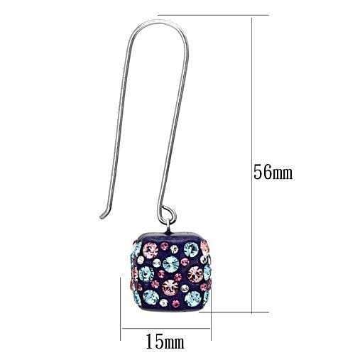 VL089 - High polished (no plating) Stainless Steel Earrings with Top Grade Crystal in Multi Color - Alamode - Flyclothing LLC