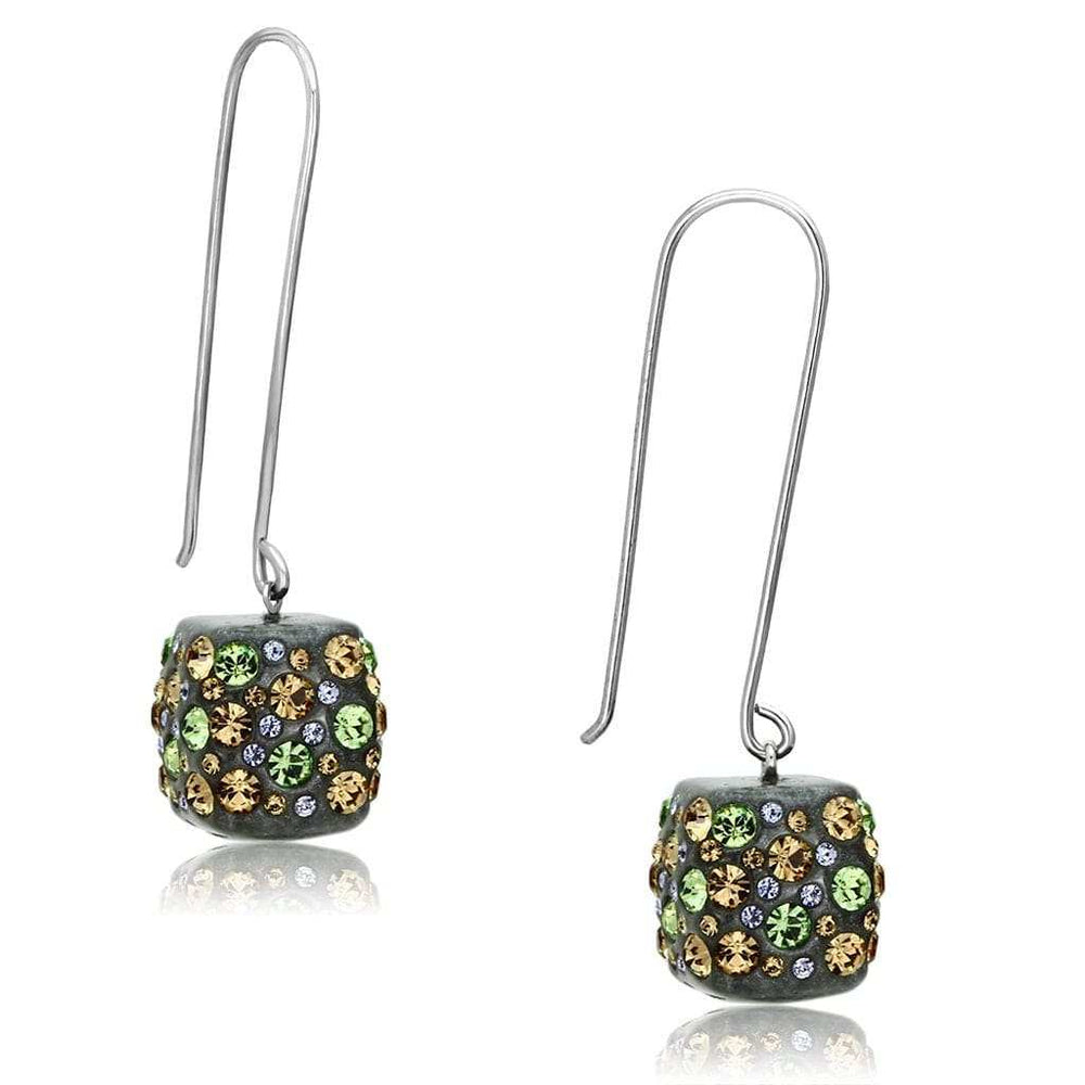 VL090 - High polished (no plating) Stainless Steel Earrings with Top Grade Crystal in Multi Color - Alamode - Flyclothing LLC