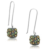 VL090 - High polished (no plating) Stainless Steel Earrings with Top Grade Crystal in Multi Color - Alamode - Flyclothing LLC