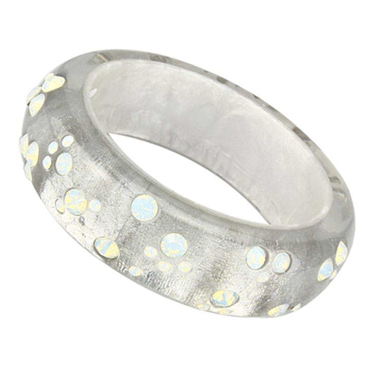 VL092 - Resin Bangle with Top Grade Crystal in Aurora Borealis (Rainbow Effect) - Alamode - Flyclothing LLC