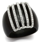 VL099 - High polished (no plating) Stainless Steel Ring with Top Grade Crystal in Clear - Alamode - Flyclothing LLC