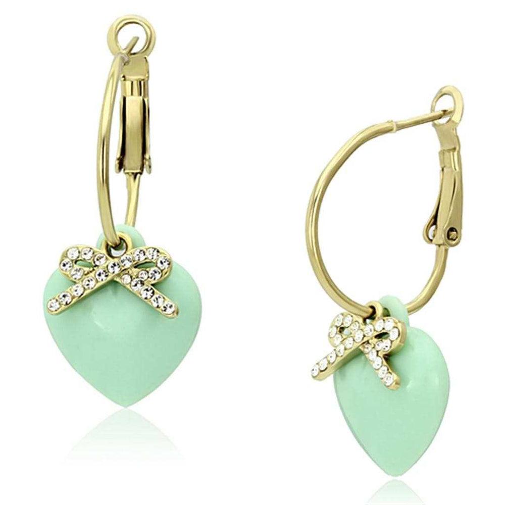 VL101 - IP Gold(Ion Plating) Brass Earrings with Synthetic Synthetic Stone in Emerald - Alamode - Flyclothing LLC
