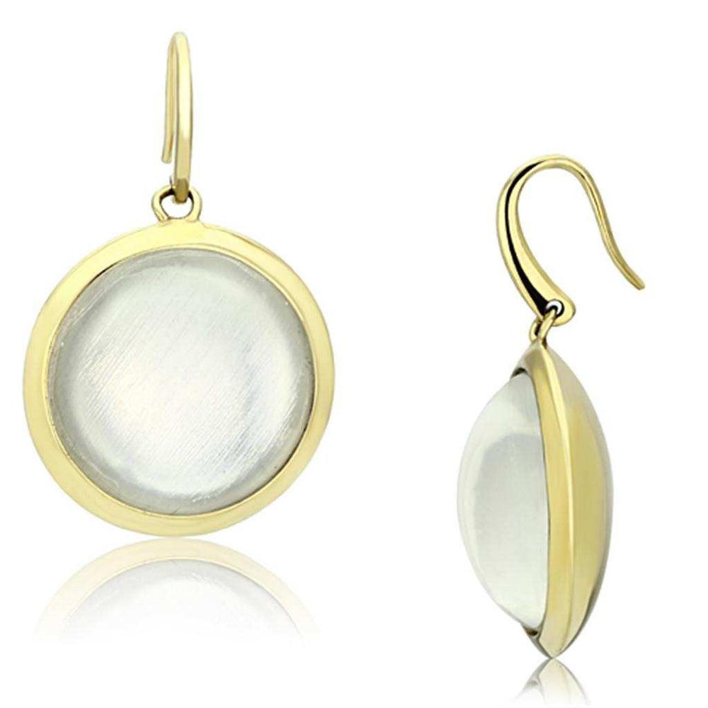 VL102 - IP Gold(Ion Plating) Brass Earrings with Synthetic Synthetic Stone in Clear - Alamode - Flyclothing LLC