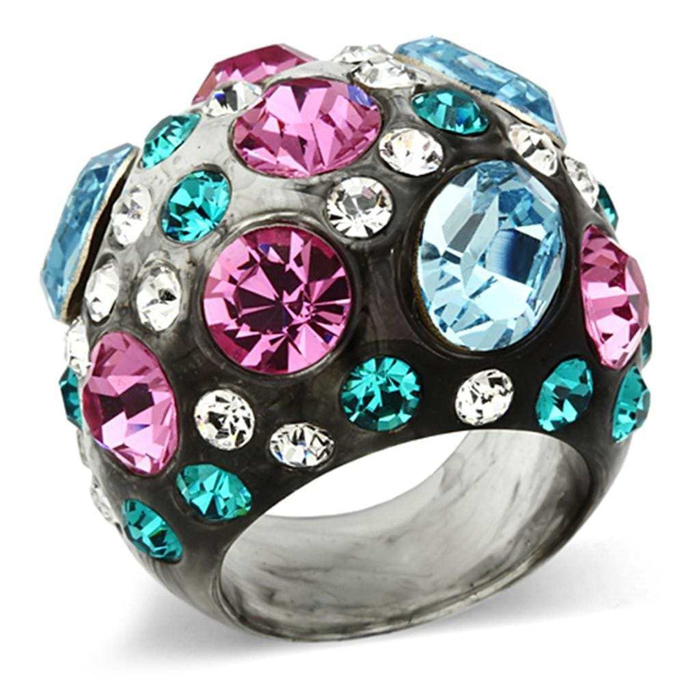 VL103 - Resin Ring with Top Grade Crystal in Multi Color - Alamode - Flyclothing LLC