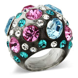 VL103 - Resin Ring with Top Grade Crystal in Multi Color - Alamode - Flyclothing LLC