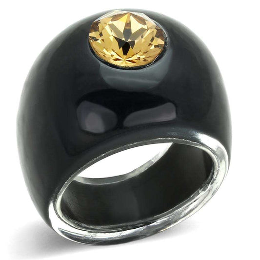 VL115 - Resin Ring with Top Grade Crystal in Light Smoked - Alamode - Flyclothing LLC