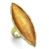 VL120 - IP Gold(Ion Plating) Stainless Steel Ring with Synthetic Synthetic Stone in Orange - Alamode - Flyclothing LLC