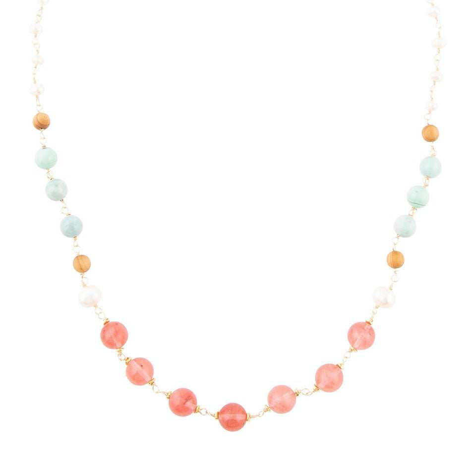 Watermelon Kiss Mint Jasper Golden Long Necklace - Barse Jewelry - Flyclothing LLC