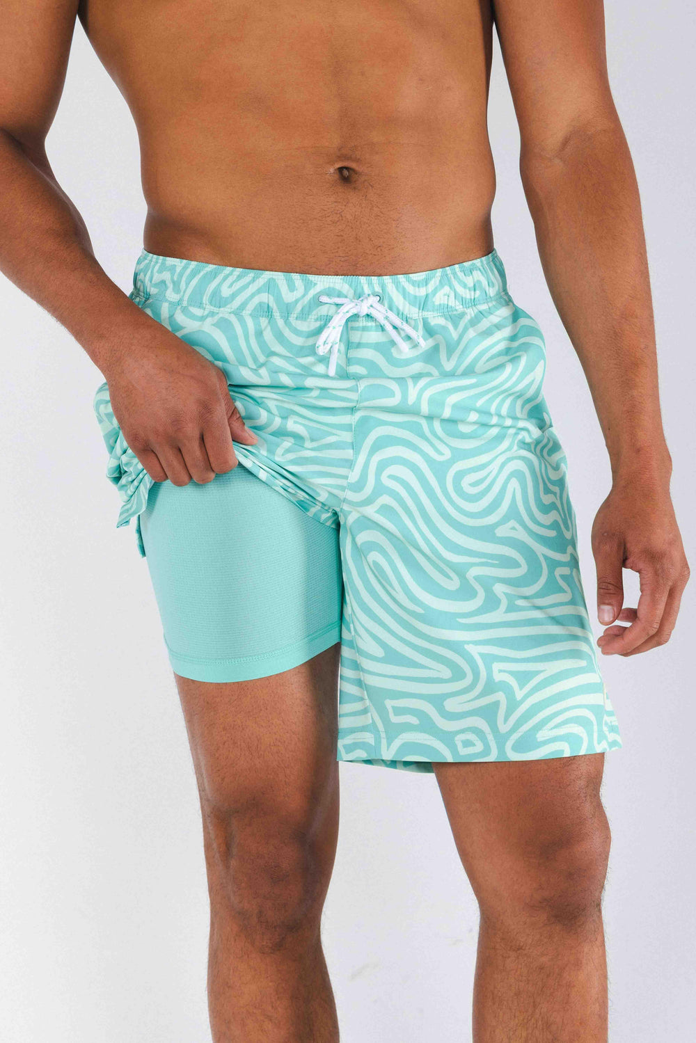 The Water Park | Neon Abstract Line Ball Hammock® Pouch 8" Swim Trunks - Shinesty - Flyclothing LLC