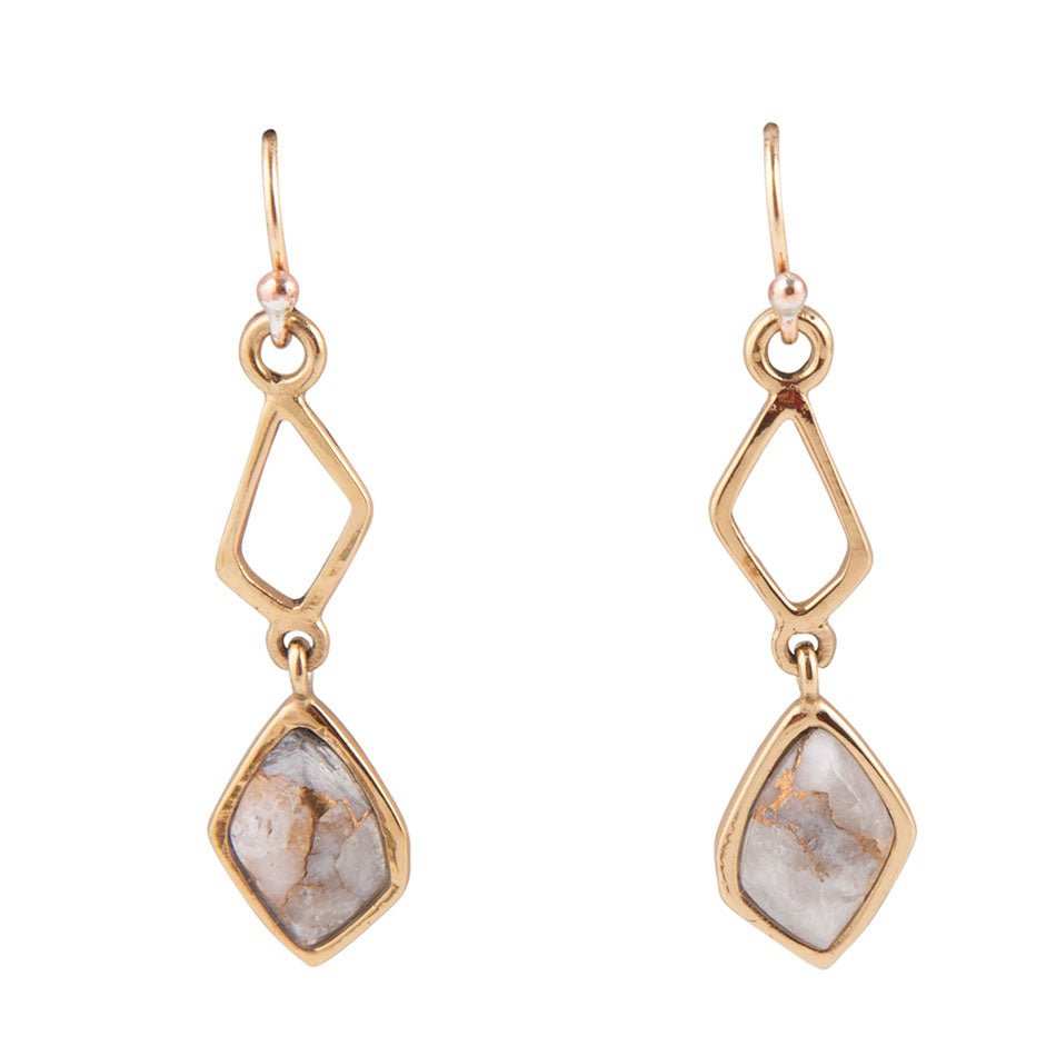 White Calcite Matrix and Bronze Drop Earrings - Barse Jewelry - Flyclothing LLC