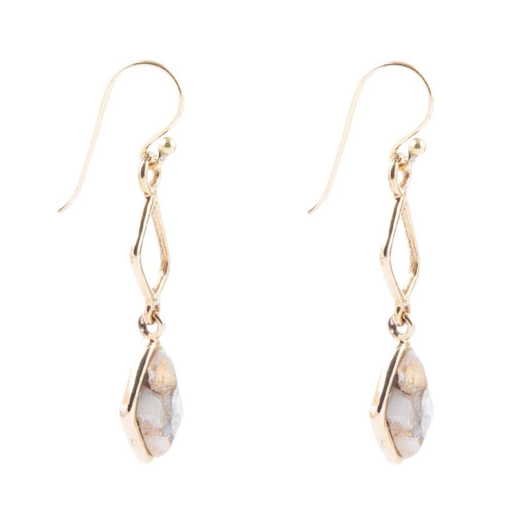 White Calcite Matrix and Bronze Drop Earrings - Barse Jewelry - Flyclothing LLC