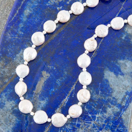White Fresh Water Pearl Sterling Silver Necklace - Barse Jewelry - Flyclothing LLC