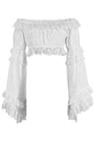 Daisy Corsets White Lace Smocked Flare Sleeve Peasant Top - Daisy Corsets - Flyclothing LLC