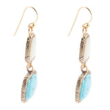 White Mother of Pearl and Blue turquoise Golden Bronze Drop Earrings - Barse Jewelry - Flyclothing LLC