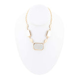White Mother of Pearl and Golden Bronze Statement Necklace - Barse Jewelry - Flyclothing LLC