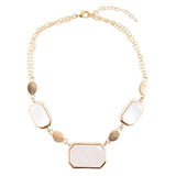 White Mother of Pearl and Golden Bronze Statement Necklace - Barse Jewelry - Flyclothing LLC